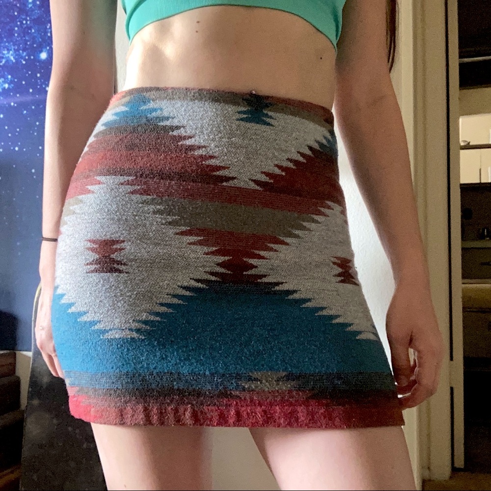 SOLD Cozy Southwest Wool Miniskirt